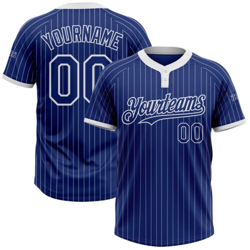 Softball1160 Custom Royal White Pinstripe White Two-Button Unisex Softball Jersey