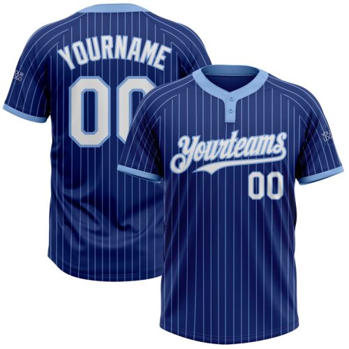 Softball1174 Custom Royal Light Blue Pinstripe White Two-Button Unisex Softball Jersey