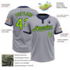 Custom Gray Navy Pinstripe Neon Green Two-Button Unisex Softball Jersey