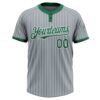Custom Gray Kelly Green Pinstripe White Two-Button Unisex Softball Jersey
