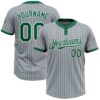 Custom Gray Kelly Green Pinstripe White Two-Button Unisex Softball Jersey