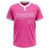 Custom Pink White Pinstripe White Two-Button Unisex Softball Jersey