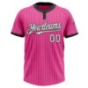 Custom Pink Black Pinstripe White Two-Button Unisex Softball Jersey
