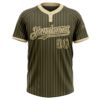 Custom Olive Cream Pinstripe Camo Salute To Service Two-Button Unisex Softball Jersey