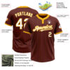 Custom Burgundy Gold Pinstripe White Two-Button Unisex Softball Jersey