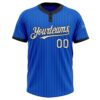 Custom Thunder Blue Black Pinstripe White Two-Button Unisex Softball Jersey