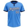 Custom Electric Blue Navy Pinstripe White Two-Button Unisex Softball Jersey