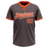 Custom Steel Gray Orange Pinstripe White Two-Button Unisex Softball Jersey