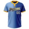 Custom Royal Light Blue-Gold Gradient Fashion Two-Button Unisex Softball Jersey