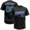Custom Black Teal-Purple Two-Button Unisex Softball Jersey