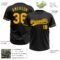 Custom Black Gold Two-Button Unisex Softball Jersey