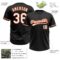 Custom Black White-Orange Two-Button Unisex Softball Jersey
