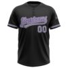 Custom Black Gray-Purple Two-Button Unisex Softball Jersey