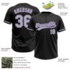 Custom Black Gray-Purple Two-Button Unisex Softball Jersey