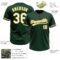 Custom Green White-Yellow Two-Button Unisex Softball Jersey