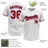 Custom White Red-Navy Two-Button Unisex Softball Jersey