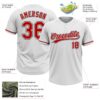 Custom White Red-Black Two-Button Unisex Softball Jersey