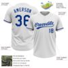 Custom White Royal Two-Button Unisex Softball Jersey