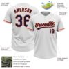 Custom White Navy-Orange Two-Button Unisex Softball Jersey