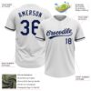 Custom White Navy Two-Button Unisex Softball Jersey