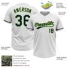 Custom White Navy-Neon Green Two-Button Unisex Softball Jersey