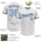 Custom White Light Blue-Steel Gray Two-Button Unisex Softball Jersey