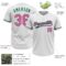 Custom White Pink-Kelly Green Two-Button Unisex Softball Jersey