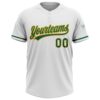 Custom White Kelly Green-Gold Two-Button Unisex Softball Jersey