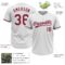 Custom White Crimson-Gray Two-Button Unisex Softball Jersey