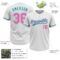 Custom White Pink-Teal Two-Button Unisex Softball Jersey