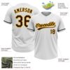Custom White Brown-Gold Two-Button Unisex Softball Jersey