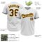 Custom White Brown-Gold Two-Button Unisex Softball Jersey
