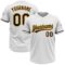 Custom White Brown-Gold Two-Button Unisex Softball Jersey