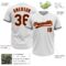 Custom White Brown-Orange Two-Button Unisex Softball Jersey
