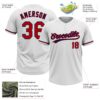 Custom White Red-Navy Two-Button Unisex Softball Jersey