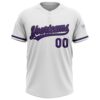 Custom White Purple-Black Two-Button Unisex Softball Jersey