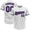 Custom White Purple-Black Two-Button Unisex Softball Jersey