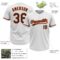 Custom White Black-Orange Two-Button Unisex Softball Jersey