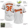 Custom White Orange-Black Two-Button Unisex Softball Jersey