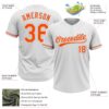 Custom White Orange-Gray Two-Button Unisex Softball Jersey