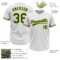 Custom White Green-Gold Two-Button Unisex Softball Jersey