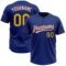 Custom Royal Yellow-Crimson Two-Button Unisex Softball Jersey