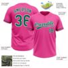 Custom Pink Kelly Green-White Two-Button Unisex Softball Jersey