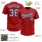 Custom Red Light Blue-Steel Gray Two-Button Unisex Softball Jersey