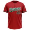Custom Red Kelly Green-White Two-Button Unisex Softball Jersey