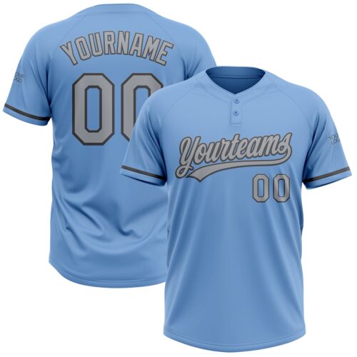 Softball1594 Custom Light Blue Gray-Steel Gray Two-Button Unisex Softball Jersey