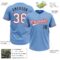 Custom Light Blue Red-Black Two-Button Unisex Softball Jersey