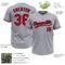 Custom Gray Red-Navy Two-Button Unisex Softball Jersey
