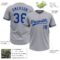 Custom Gray Royal Two-Button Unisex Softball Jersey