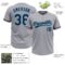 Custom Gray Navy-Teal Two-Button Unisex Softball Jersey